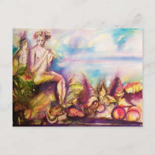 Carte Postale DIONYSUS , jouant de la flûte avec des coquillages