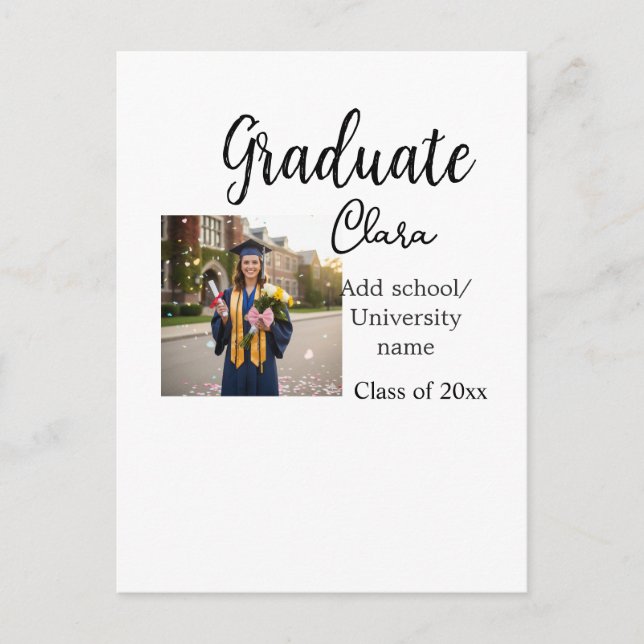 Carte Postale Diplômé ajouter nom promotion 20xx félicitations a (Devant)