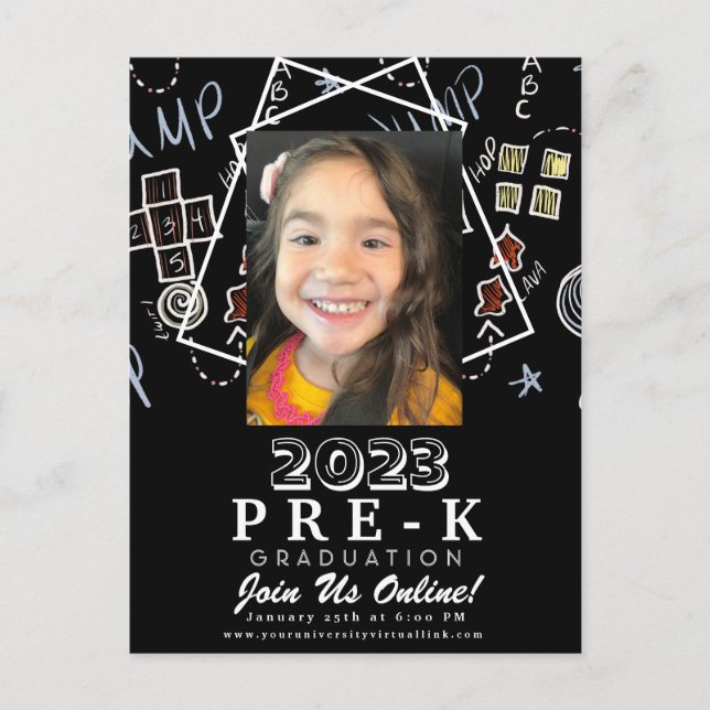 Carte Postale Diplômé de maternelle pré-K tableau noir virtuel (Devant)
