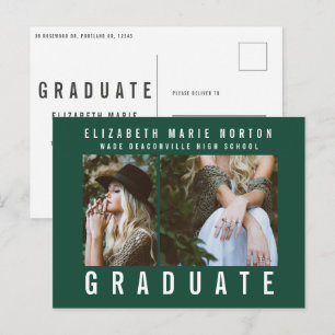 Carte Postale Diplôme de type multi photo moderne vert et blanc