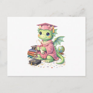 Carte Postale Diplômé Dragon Fantaisiste avec Diplôme