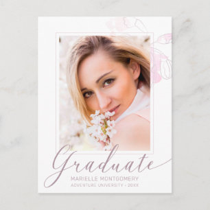 Carte Postale Diplômé Moderne Script Aquarelle Photo Florale