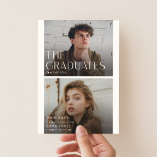 Carte Postale Diplômé photo double articulation minimaliste jume