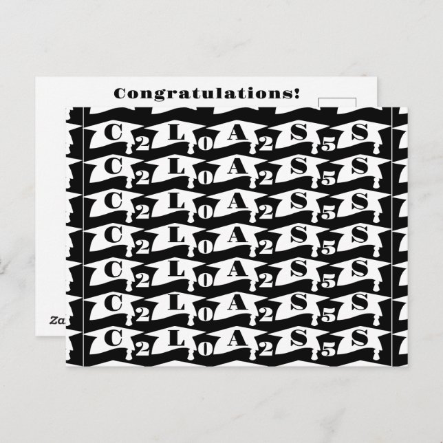 Carte Postale Diplômé Promotion 2025 Noir et Blanc  (Devant / Derrière)