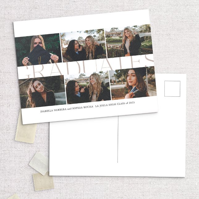 Carte Postale Diplômés modernes multi-photo Faire-part de deuxiè (Créateur téléchargé)