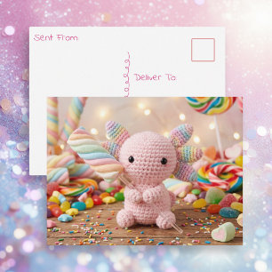 Carte Postale Dire bonjour d'un axolotl au crochet