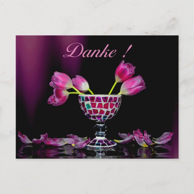 Carte Postale Dire merci avec des tulipes  - (Devant)