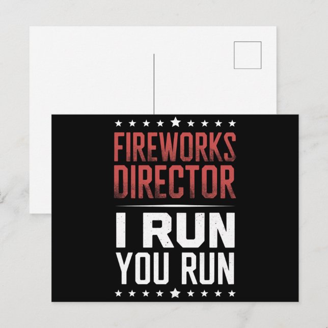 Carte Postale Directeur de Feu d'Artifice Je cours Vous courez D (Devant / Derrière)