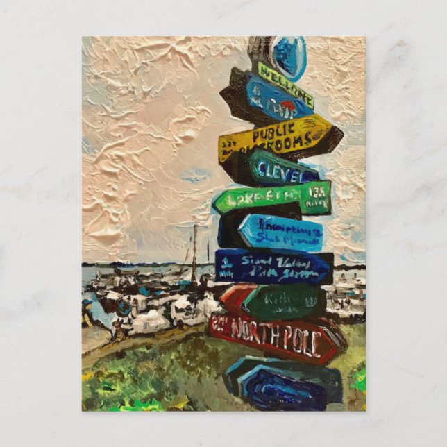 Carte postale "Direction Marker on Kelley's Island (Devant)