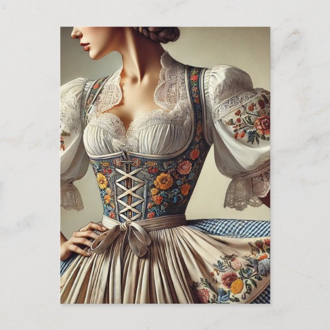Carte Postale Dirndl traditionnel allemand autrichien (Devant)