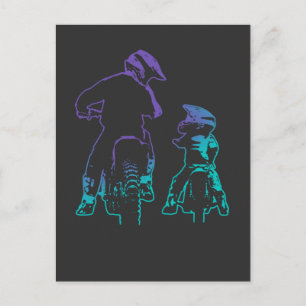 Carte Postale Dirt Bike Papa et Son Motocross Bike