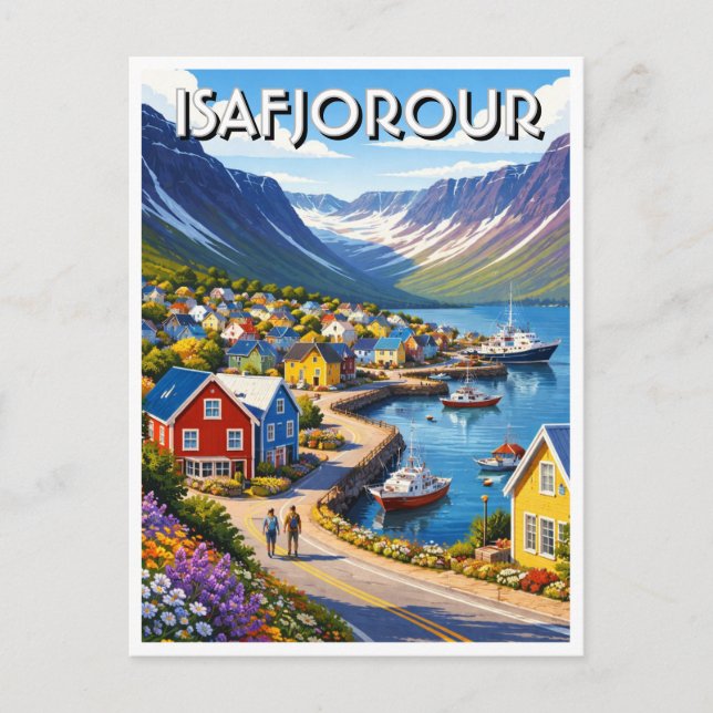 Carte postale d'Ísafjörður en Norvège (Devant)