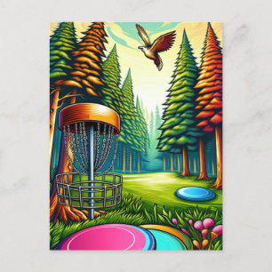 Carte Postale Disc Golf et thème aigle  
