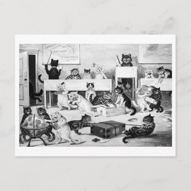 Carte Postale Discipline de la classe de chats, Louis Wain (Devant)