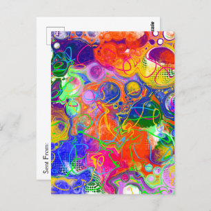 Carte Postale Disco Ball Electricity Fluid Art