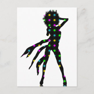 Carte Postale Disco danse fille silhouette avec Afro
