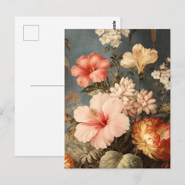 Carte Postale Disposition florale vintage vibrante (Devant / Derrière)
