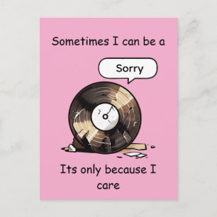 Carte Postale Disque Cassé Drôle Désolé Parce Que Je Me Soucie D