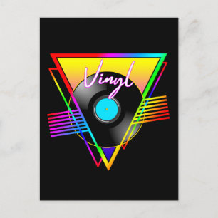 Carte Postale Disque de musique vinyle arc-en-ciel coloré rétro