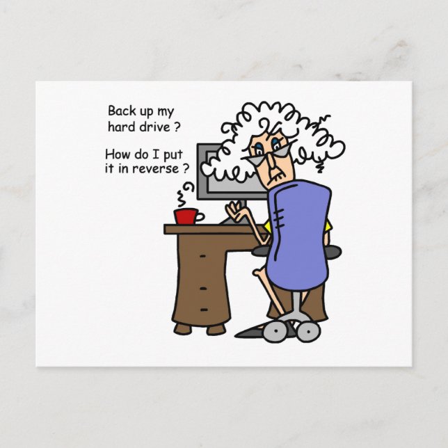 Carte Postale Disque Dur Sauvegarde Humoristique (Devant)