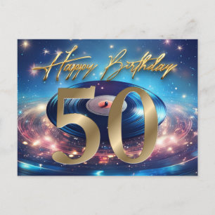 Carte Postale Disque vinyle vintage Joyeux 50e anniversaire