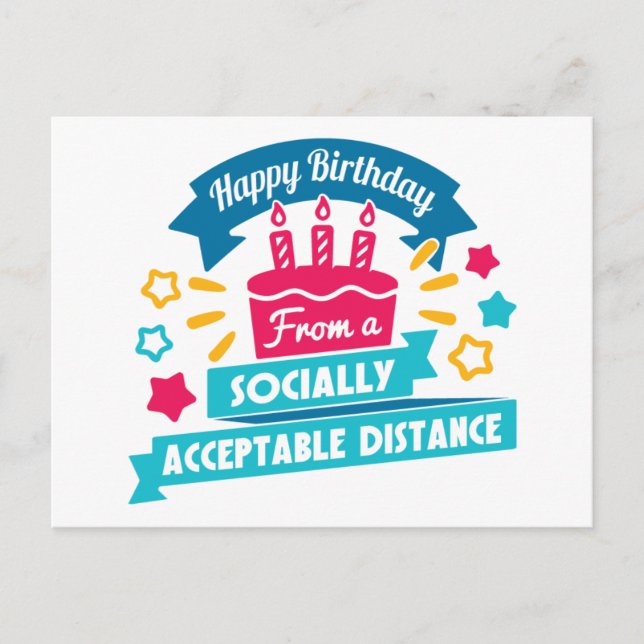 Carte Postale Distance d'anniversaire socialement acceptable (Devant)
