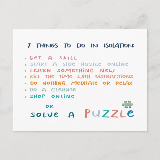 Carte Postale Distance sociale rester à la maison inspiration (Devant)