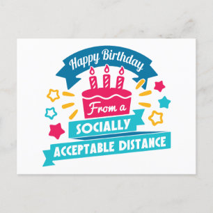 Carte Postale Distance socialement acceptable Anniversaire