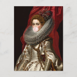 Carte Postale Diva Bubble Gum avec Ruff de Dentelle