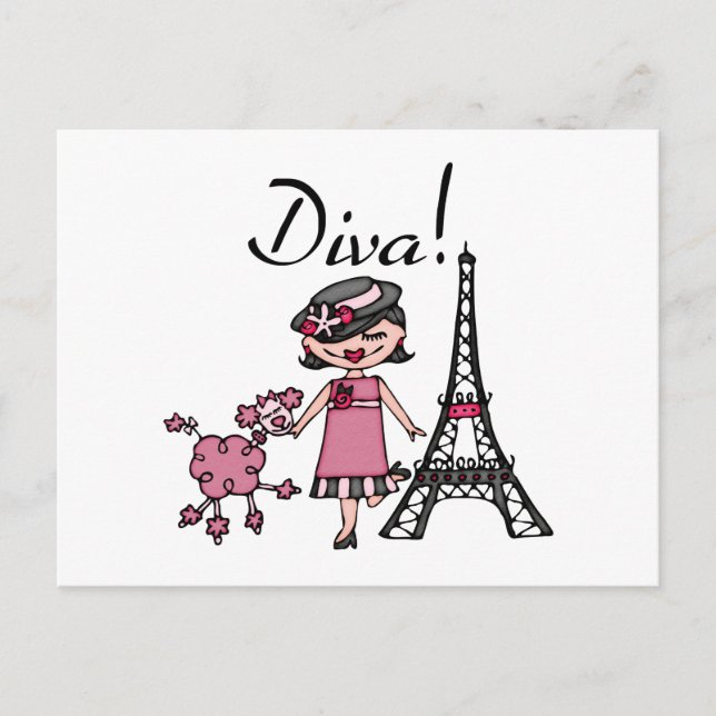 Carte Postale Diva des cheveux noirs (Devant)