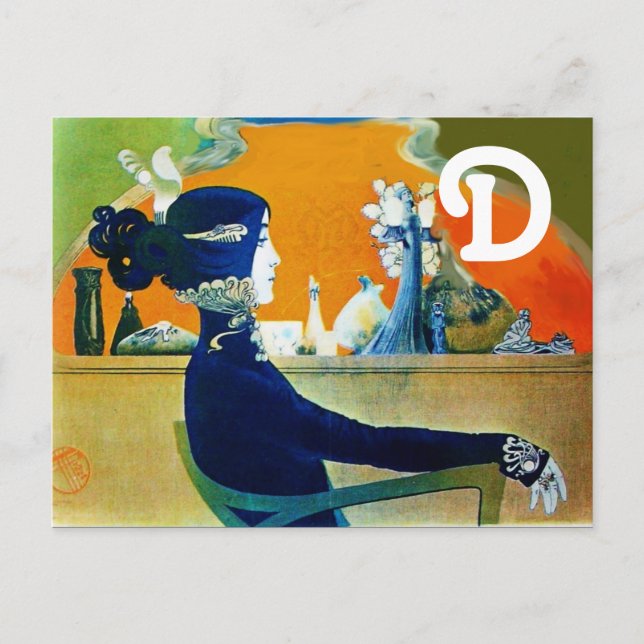 CARTE POSTALE DIVA EN MONOGRAMME BLEU (Devant)
