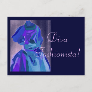 Carte Postale Diva Fashionista En Bleu I