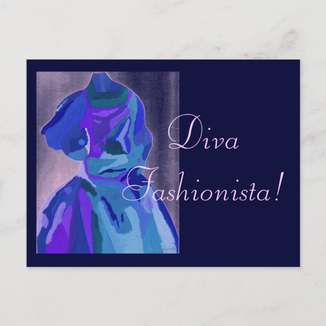 Carte Postale Diva Fashionista En Bleu I (Devant)