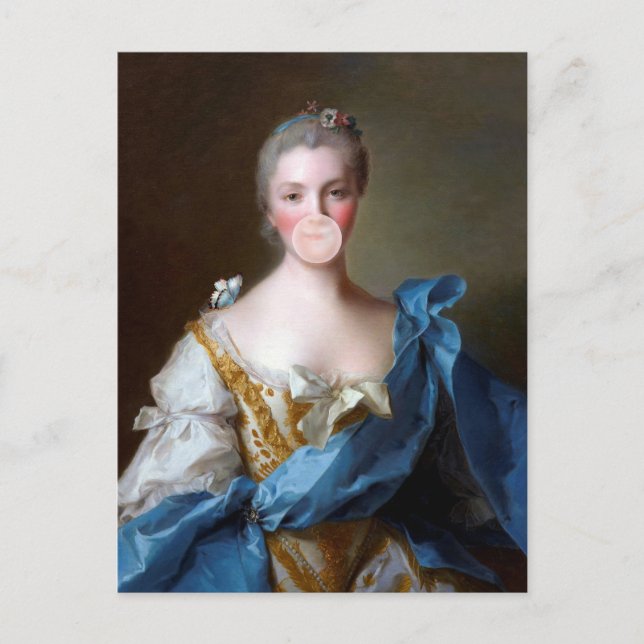 Carte Postale Divas du bubble gum avec Papillon Bleu (Devant)