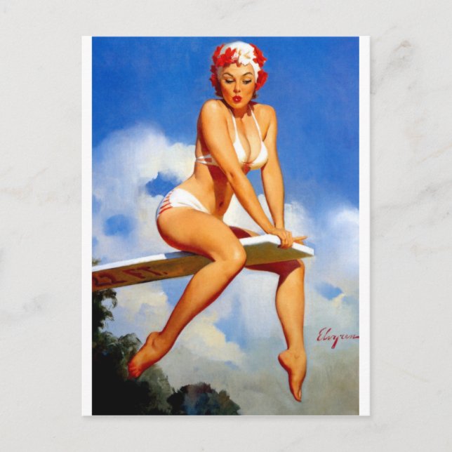 Carte Postale Diver Pin Up (Devant)
