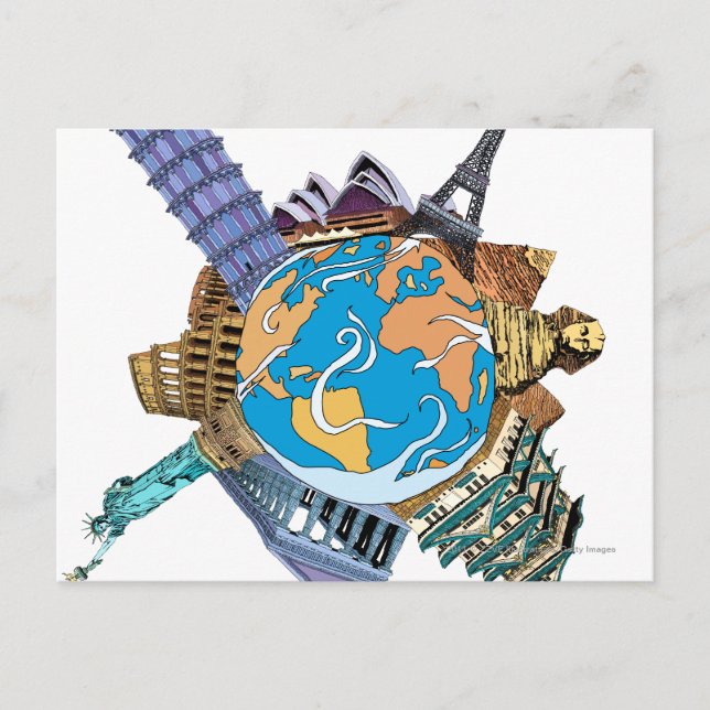 Carte Postale Divers lieux célèbres du monde (Devant)