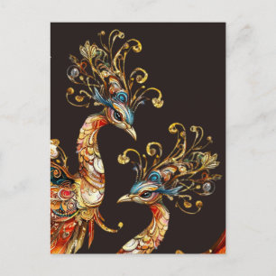 Carte Postale divertissement de cirque de paon vintage carnaval