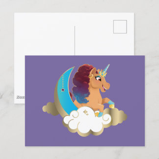 Carte Postale Divine la licorne | Lune et nuages