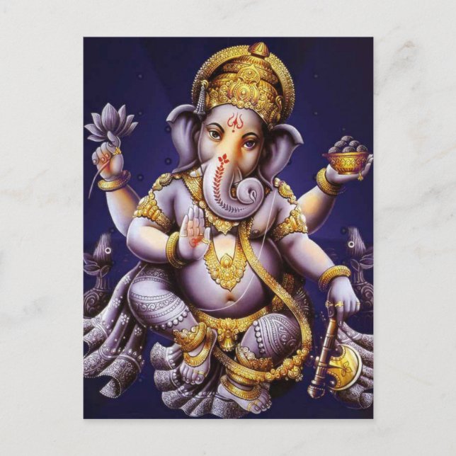 Carte Postale Divinité indoue d'éléphant asiatique de Ganesh (Devant)