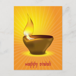 Carte Postale Diwali Diya - Lampe à huile pour la fête dipawali