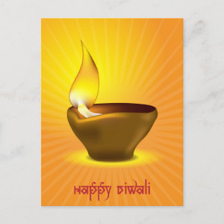 Carte Postale Diwali Diya - Lampe à huile pour la fête dipawali