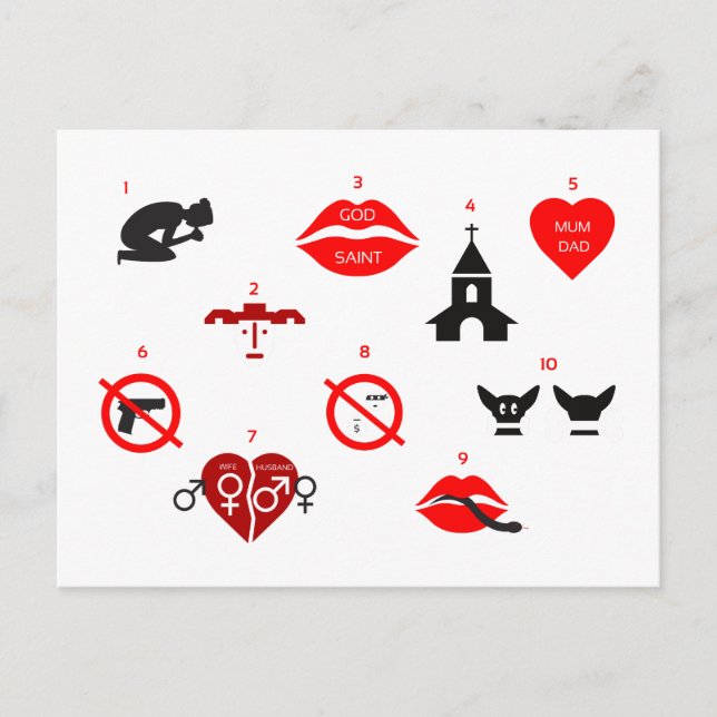 Carte Postale dix commandements modernes (Devant)