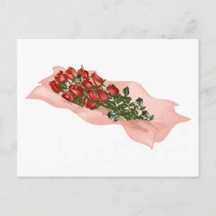 Carte Postale Dizaines de roses rouges en papier
