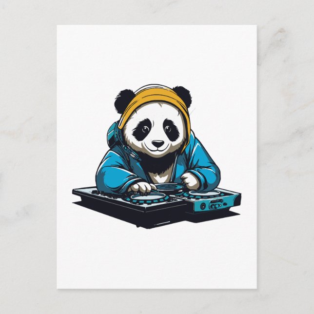 Carte Postale DJ Kawaii Panda (Devant)