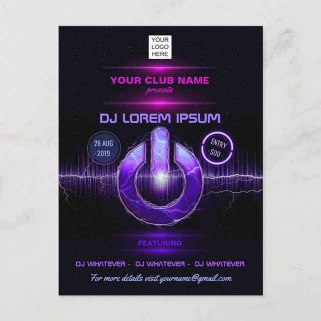 Carte Postale DJ Music and Dance Gig (Devant)