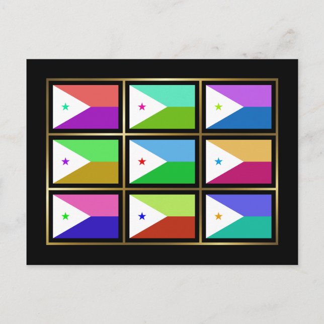 Carte postale Djibouti Multihue Flags (Devant)
