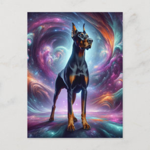 Carte Postale Doberman dans le Cosmos