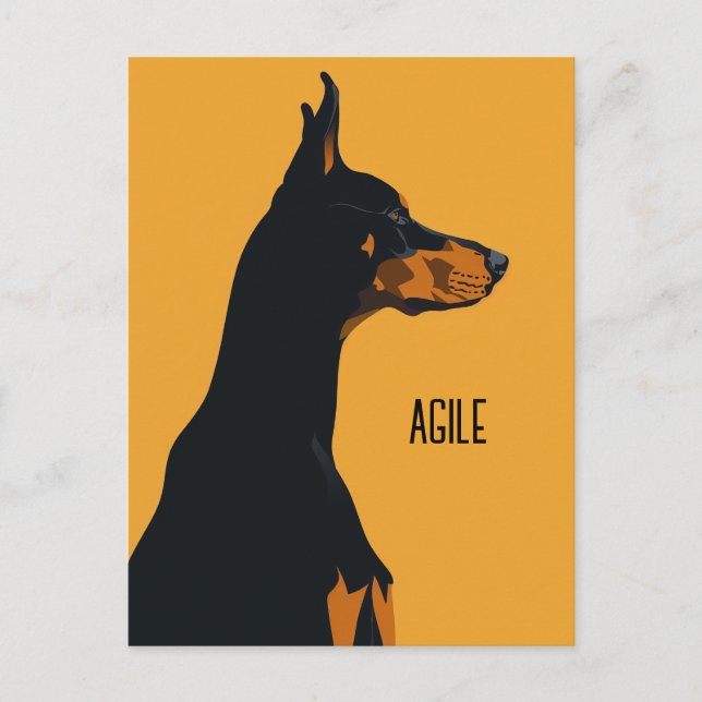 Carte Postale Doberman jaune (Devant)
