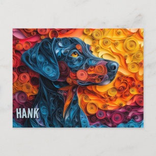 Carte Postale Doberman Papier Quitter Art Chien Portrait