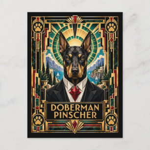 Carte Postale Doberman Pinscher, Chien Art Déco
